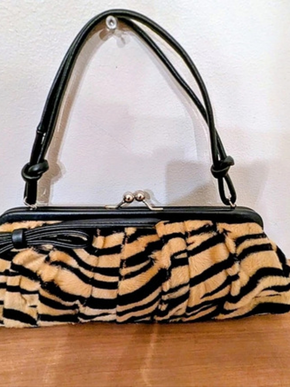 Anthropologie Animal Print Kiss-Lock Clutch/ Shoulder Bag 90's